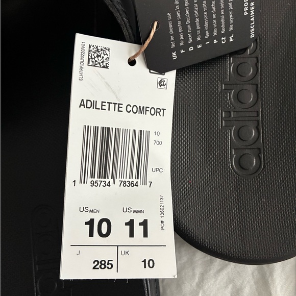 Adidas Adilette Comfort Black Slides - Picture 2 of 3